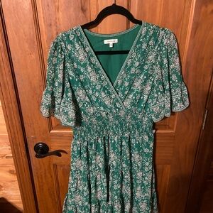Max Studio Green and White Midi Dress